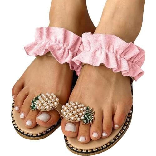 2021 New Women Shoes Fruit Pineapple Slippers Beach Vacation Sandals Slippers Outdoor Shoes Non Slip Flats Flip Flops Comy Shoes