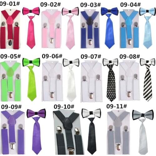 3pcs Ties Suspenders Y Back Striped Dot NEW Girls Adjustable Bow Tie NeckTie Braces Elastic Boys Belts Kids Children