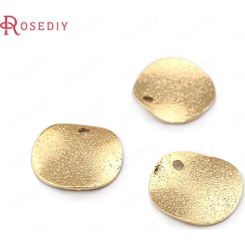 33637)20PCS 12MM 20MM 24K Gold Color Brass Frosted Wave Round Disk Charms High Quality Diy Jewelry Findings Accessories