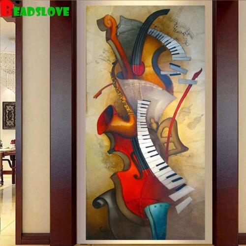 Abstract musical instrument diamond painting full square round drill mosaic 5d cross stitch,Diy diamond embroidery g223