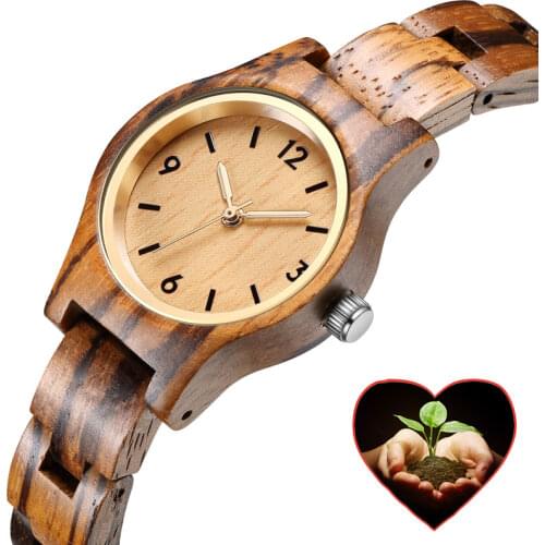 2019 High Quality Wooden Watch Women Small Gold Stylish Bracelet Quartz Wristwatch Ladies Clock Gift relogio feminino Female Box