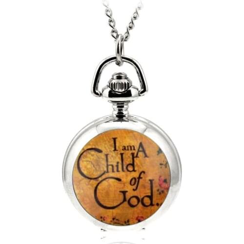 Child of God 80cm Chain Polishing Pocket Watch Quartz Movement Clock Necklace Pocket & Fob Watch Pendant Sweater Chain Women