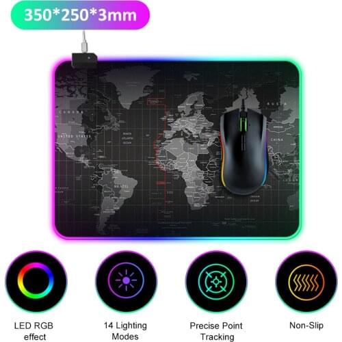 LEDs RGB Gaming Mouse Pad Gaming Large Soft Extended Non Slip 14 Lighting Modes Mousepad For keyboard Desk Mat Mause