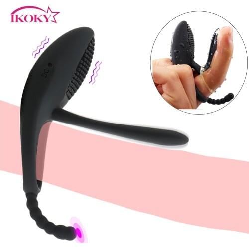 IKOKY Vibrating Penis Ring 7 Speed Cock Ring G-spot Vibrator Silicone Anal Stimulation Sex Toys for Couples Delay Ejaculation