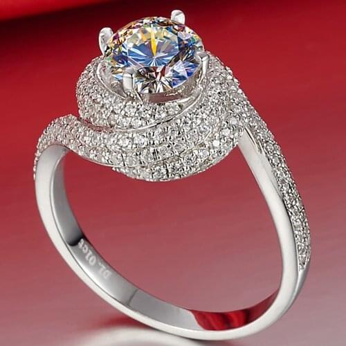 18K White Gold Women Ring Moissanite Diamonds 1 2 3 4 5 Carat Round Luxury Wedding Party Engagement Anniversary Ring Trendy