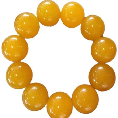 China natural yellow jade Round bead Bracelet Elastic Bracelet