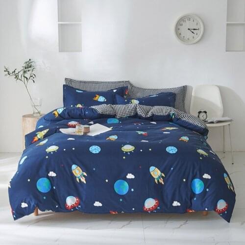 Cartoon bed 4 piece cotton bed linen childrens room duvet cover kawaii bedding comforter bedding sets king size comforter set