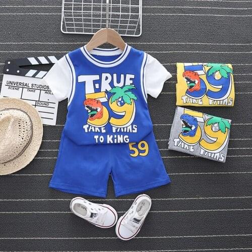 Toddler Clothing Sets 1-4Years Infant Baby Boys Clothes Cartoon Dinosaur T-shirt Tops+Shorts 2021 Summer Outfits Childrens Wear