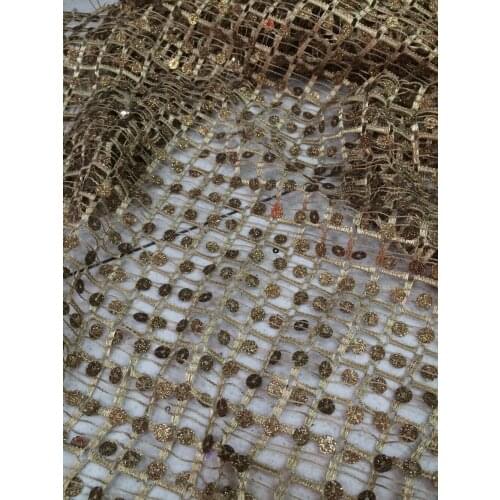 Beautiful french net lace fabric with sequins high quality nigerian embroidered lace fabric SYJ-12935 for party dress