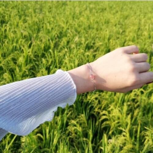 Creative Personality Fashion 925 Sterling Silver Jewelry Beautiful Natural Strawberry Crystal Moon Female Bracelets SB104