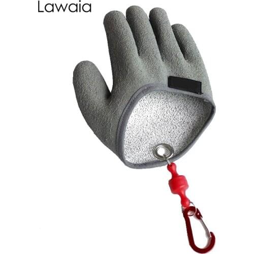 Lawaia Catch Fish Gloves Non-slip Wear-resistant Anti-fishing Waterproof PE Line Braided Latex Fishing Gloves Fishing Supplies