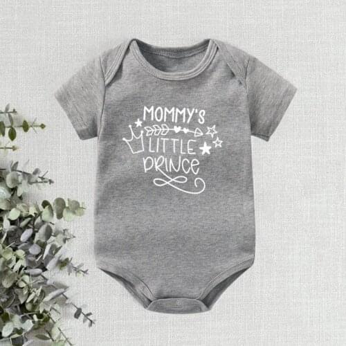 Summer Fashion Outfits Newborn Baby Bodysuits Mommys Prince Letter Print Onesie Boys Romper Cotton Short Sleeve Clothes