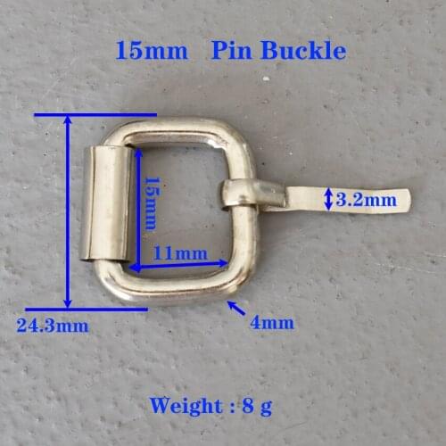 1 Pcs 15mm Metal Heavy Duty Thickness Shoulder Leather Bag Strap Belt Web Rectangle Adjust Tri-glide Pin Buckle 15-zk