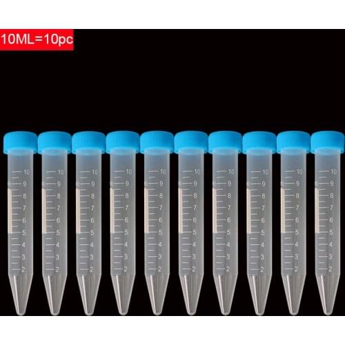 10pcs / Pack 10ml Multifunctional Plastic Bottle Transparent Tube Sample Storage Container Experimental Centrifuge Tube Plastic