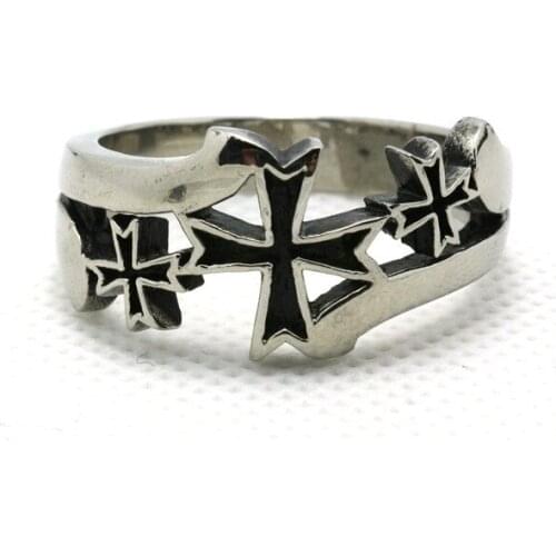 Fashion Top Quality Cool Jesus Cross Ring 316L Stainless Steel Hot Jewelry New Design Popular Cross Ring Hot Sale
