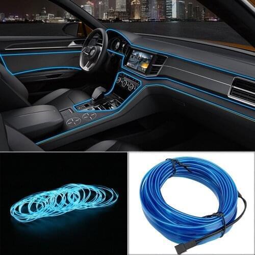 Neon LED Light Glow EL Wire String Strip Tube Car Bar Dance Party Car Cigarette Lighter Connection LED Light Strip Decoration 5M