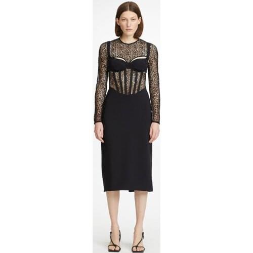 Babatique 2021 New Fashion Sexy Women O-Neck Long Sleeve Backless Black Bodycon Dresses