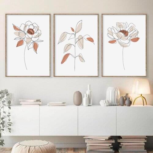 Nordic Minimalist Beige Peony Floral Posters Canvas Painting Wall Art Prints Pictures Living Room Modern Home Interior Decor