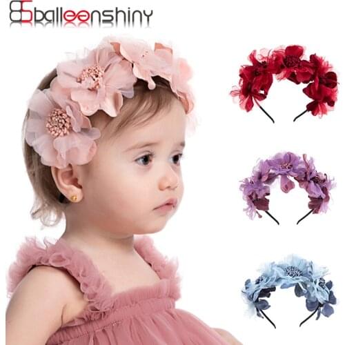 Balleenshiny Artificial Flower Headbands Baby Girl Kids Hairbands Hair Accessories Hair Band bandanas Infant Toddler Headwear