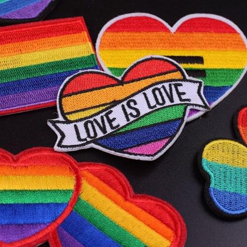 Prajna Rainbow Iron Patches Gay Pride Patches For Clothing LGBT Flag Embroidered Patches For Jackets Fabric Patch Stripe On Badg