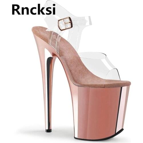 Rncksi Electroplating Pole Dance Shoes Stripper 20CM High Heels Women Sexy Show Shoes Sandals Party Club High-heel Shoes