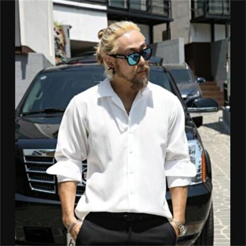 Japanese fashion brand 2021 mens new solid color loose fashion long sleeve shirt high end business thin shirt Large