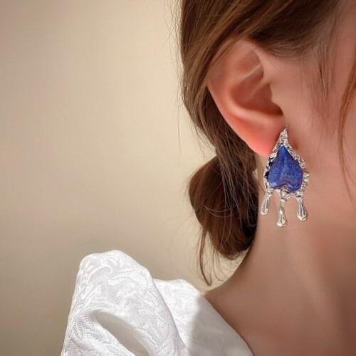 925 silver needle European and American fashion new personality flowing lava earrings retro temperament earrings for women