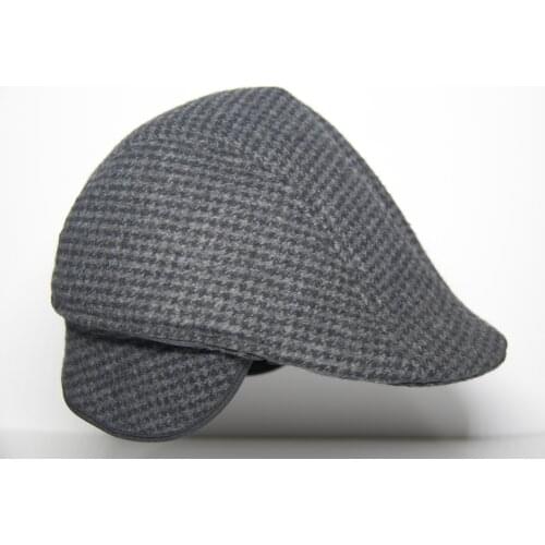 Wool Nylon Mens Newsboy Caps Autumn Winter Middle Aged Old Age Cabbie Ivy Patchwork Dad Hats for Men Flat Caps Ear Flap