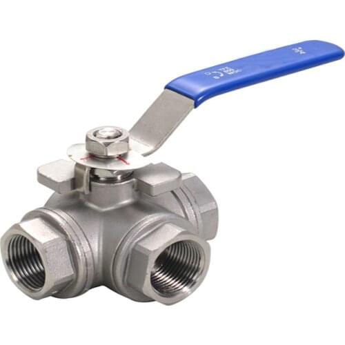 NEW style 3/8" 3 Way Female BSPT 304 SS Type T Mountin Pad Ball Valve Vinyl Handle WOG1000