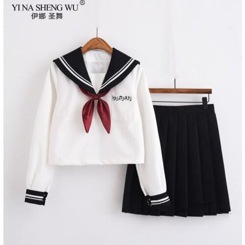 White Black Schoolgirl Uniform Japanese Class Navy Sailor School Uniforms Students Clothes For Girls Anime COS Sailor Navy Suit