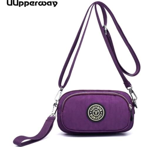 Hit Colors Women Messenger Bag Small Nylon Handbag Three Zipper Pockets Women Travel Bag Mini Day Clutch Bags for Teenager Girls