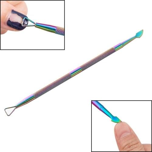 Double Head Stainless Steel UV Gel Cuticle Pusher for Manicure Tools Nails Art Non-Slip Dead Skin Remover Accessories