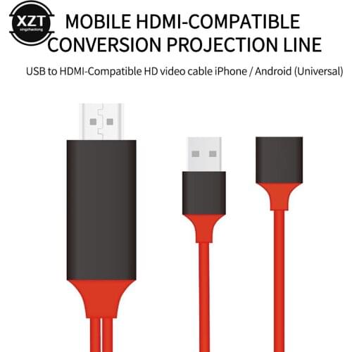 USB Female to HDMI-compatible Male Mirror Cable 3 in 1 FHD Mobile Phone Universal Share Screen Video TV Projector Adapter Cord