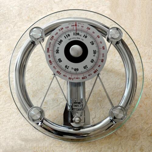 120 kg Bathroom Mechanical Scales Floor Body Weight Scales Stainless Steel Tempered Glass Spring Balance Hotel Gym Gift Waage
