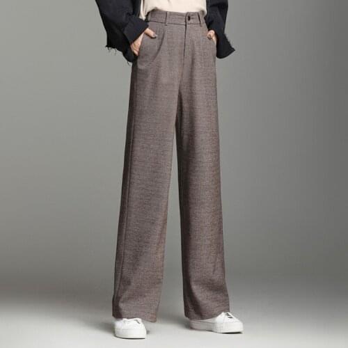 2020 Autumn High Waist Wide Leg Solid Straight Pants Women Casual Comfortable Long Trousers Female