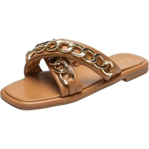 Womens slippers 2021 summer cross-chain flat-bottomed comfortable all-match sandals