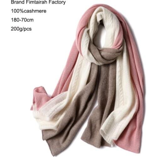 Natural Real 100% Cashmere Scarf Women Winter Elegant Ladies Scarf Shawl Thick Warm Long Large Fashion Knitted New Autumn