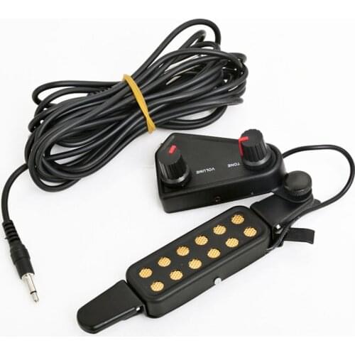 12-hole Acoustic Guitar Pickup Sound Hole Pickup Magnetic Transducer with Tone Volume Controller Audio Cable Guitar Accessories