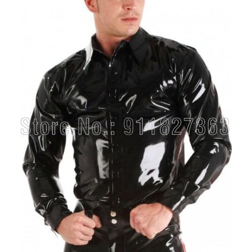 100% Handmade Latex T Shirts Mens Long Sleeves Jacket Club Wear Cosplay Classic Latex Top Rubber Customize