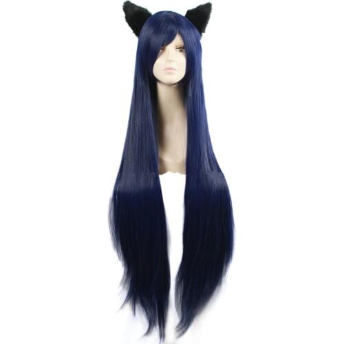 100cm Nine Tail Demon Fox long dark blue hair fox hair cosplay dark blue long straight hair halloween head wear