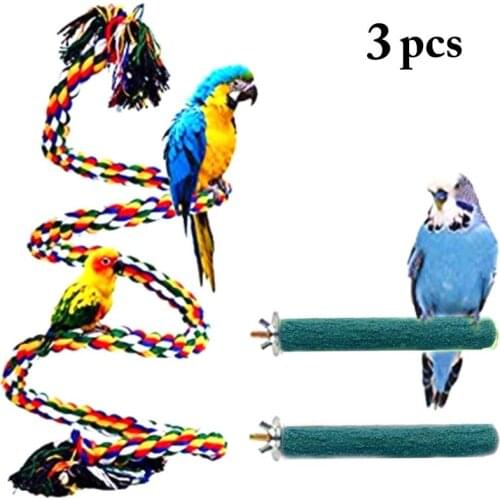 100cm New Parrot Toy Rope Braided Parrot Pet Chew Rope Perch Coil Bird Cage Cockatiel Toy Pet Birds Training Accessories