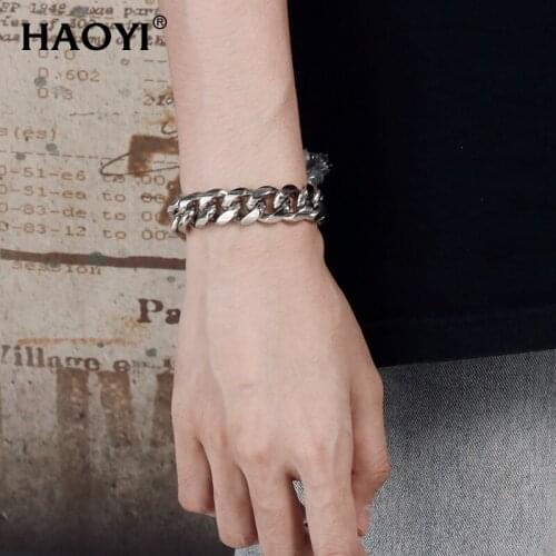 13/15mm Mens Bracelet Good Quality Stainless Steel Mens Bracelet Men Male Cuban Link Chain On Hand Mans Chain Bracelets