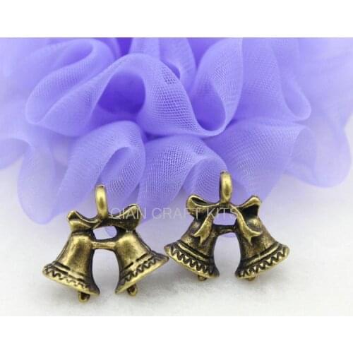 150pcs 3d 17*15mm Christmas jingle bell antique bronze zinc alloy pendants charms DIY for Jewelry fittings accessories