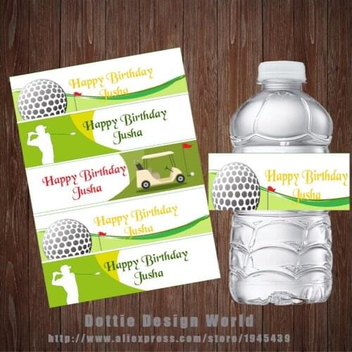 20 Pcs/lot Golf Water Bottle Labels Custom Candy Bar Wrapper Baby Shower Birthday Party Wedding Retire Decoration Free Shipping