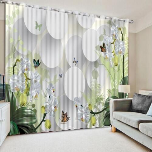 3D Curtain Printing Blockout Polyester Chinese Sun Photo Drapes Fabric For Room Bedroom Window green curtains
