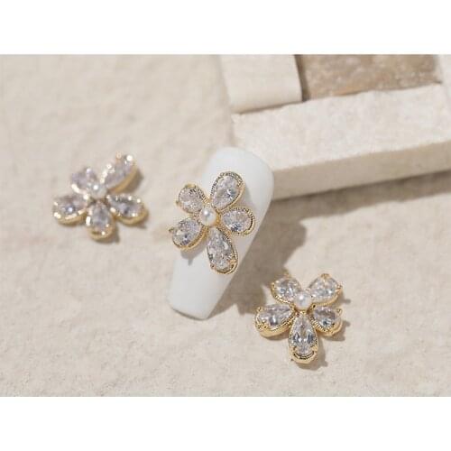 4pcs New Nail Art Zircon Jewelry Flower Nail Decoration Diamond 3D Japanese Nail Accessories