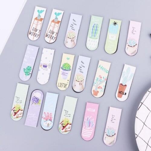 6pcs/set Fresh Cactus Magnetic Bookmarks Book Marker Page Clip Office Supplies K5DB