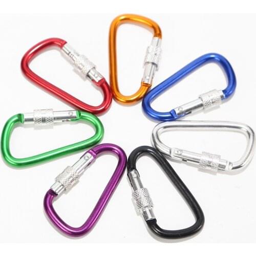7Pcs/ 1 lot Outdoor Camping Climbing Carabiner Keychain Aluminum Alloy Snap Clip with Lock Fishing Buckle Hook Tool