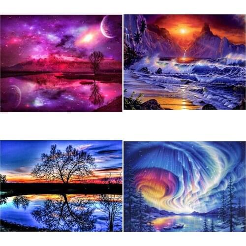 DIY 5D Diamond Painting Landscape Tree Cross Stitch Diamond Embroidery Full Round Drill Mosaic Picture Rhinestone Home Decor