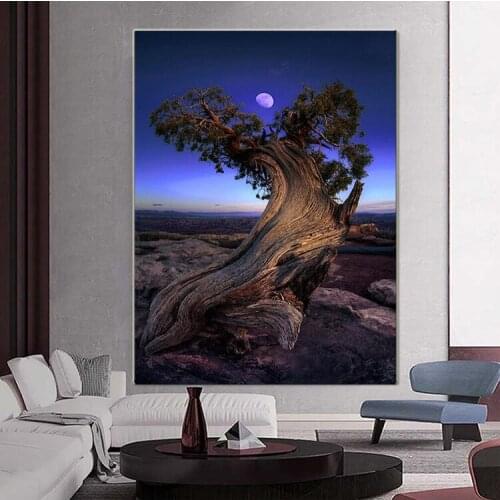 Diamond paintin old tree with moon view full square round drill diamond embroidey cross stitch diamond picture home decor FF5578